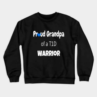 Proud Grandpa White Text Blue Heart Crewneck Sweatshirt
